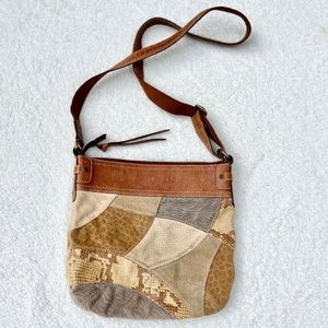 Fossil leather & suede crossbody
